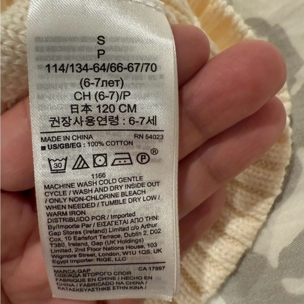 Gap Kids Girls 100% Cotton Cable Sweater in Ivory Frost size S (6-7)